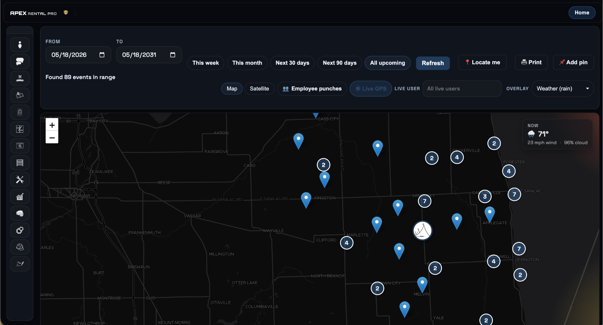 Map View for Tent and Event Rental Software: Every Job on One Live Map